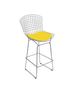 Banqueta Bertoia Cromada D80 Assento Sintético Amarelo