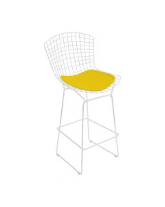 Banqueta Bertoia Branca D60 Assento Amarelo