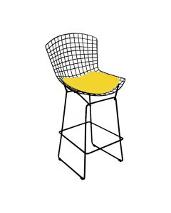 Banqueta Bertoia Preta D70 Assento Amarelo