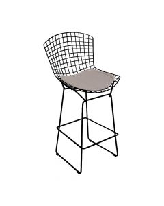 Banqueta Bertoia Preta D60 Assento Bege