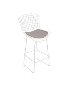 Banqueta Bertoia Branca D60 Assento Bege