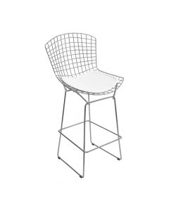 Banqueta Bertoia Cromada D70 Assento Sintético Branco