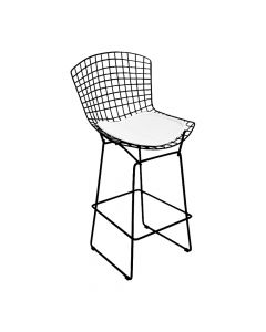 Banqueta Bertoia Preta D60 Assento Branco