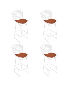 Kit 4 Banquetas Bertoia Branca D70 Com Assento Cobre