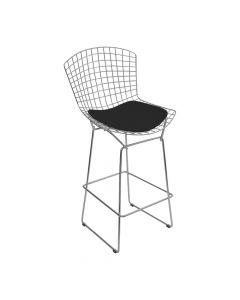 Banqueta Bertoia Cromada D70 Assento Sintético Preto