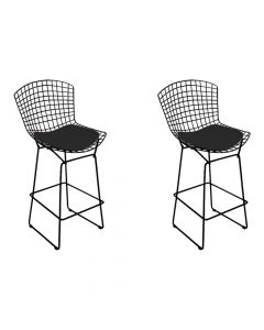 Kit 2 Banquetas Bertoia Preta D70 Com Assento Preto