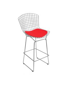 Banqueta Bertoia Cromada D80 Assento Sintético Vermelho