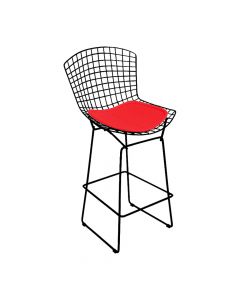 Banqueta Bertoia Preta D70 Assento Vermelho