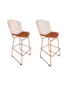 Kit 2 Banquetas Bertoia Cobre D70 Com Assento Cobre