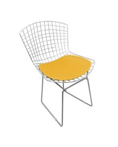 Cadeira Bertoia Cromada Com Assento Sintético Amarelo