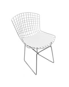 Cadeira Bertoia Cromada Com Assento Sintético Branco