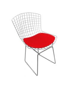 Cadeira Bertoia Cromada Com Assento Sintético Vermelho