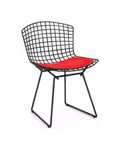 Cadeira Bertoia Preta Com Assento Vermelho