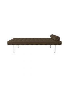 Couch Barcelona Cromado Em Couro Natural Marrom