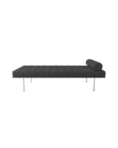 Couch Barcelona Cromado Em Couro Natural Preto