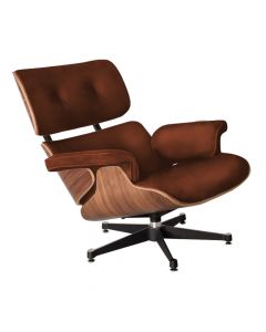 Poltrona Charles Eames Sem Puff Couro Natural Marrom