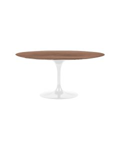 Mesa Jantar Tulipa Saarinen Redonda 1,10m Tampo Madeira Imbuia Base Branca