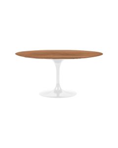 Mesa Jantar Tulipa Saarinen Redonda 1,10m Tampo Madeira Pau Ferro Base Branca