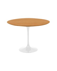 Mesa Jantar Tulipa Saarinen Redonda 80cm Tampo Madeira Freijó Base Branca