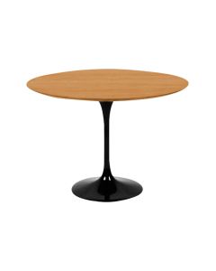 Mesa Jantar Tulipa Saarinen Redonda 80cm Tampo Madeira Freijó Base Preta