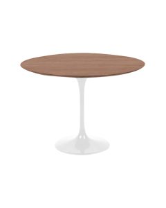 Mesa Jantar Tulipa Saarinen Redonda 80cm Tampo Madeira Imbuia Base Branca