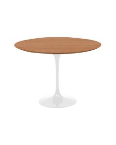 Mesa Jantar Tulipa Saarinen Redonda 80cm Tampo Madeira Pau Ferro Base Branca