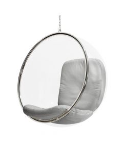 Poltrona Bubble Chair Acrilico Com Estofado Sued - Cinza