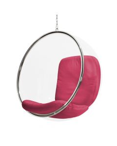 Poltrona Bubble Chair Acrilico Com Estofado Sued - Rosa Vermelho