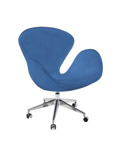 Poltrona Swan Office Giratória Suede Azul