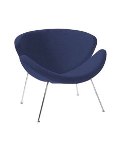 Poltrona Design Trevo Linho Azul Base Cromada