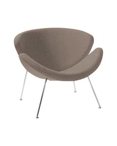 Poltrona Design Trevo Linho Bege Base Cromada