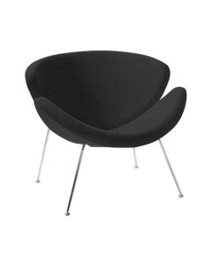 Poltrona Design Trevo Linho Preto Base Cromada