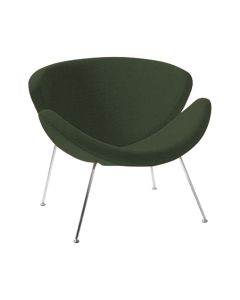 Poltrona Design Trevo Linho Verde Base Cromada