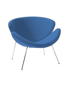 Poltrona Design Trevo Suede Azul Base Cromada