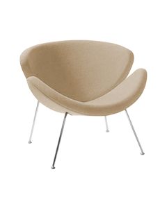 Poltrona Design Trevo Suede Bege Base Cromada