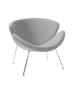 Poltrona Design Trevo Suede Cinza Base Cromada