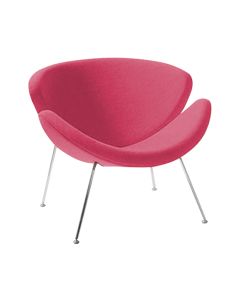 Poltrona Design Trevo Suede Rosa Base Cromada