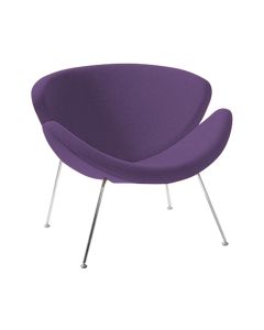 Poltrona Design Trevo Suede Roxo Base Cromada