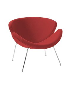 Poltrona Design Trevo Suede Vermelho Base Cromada