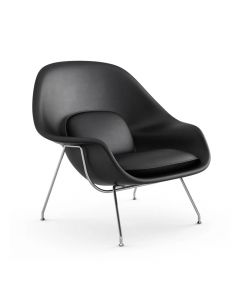 Poltrona Womb Chair Sem Puff Cromada Sintético Preto