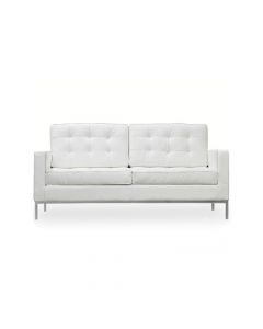 Sofá Florence Knoll 2 Lugares Inox Em Sintético Branco