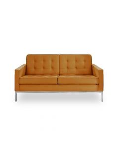 Sofá Florence Knoll 2 Lugares Inox Em Sintético Caramelo