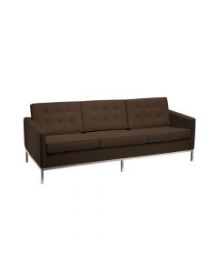 Sofá Florence Knoll 3 Lugares Inox Em Couro Natural Marrom