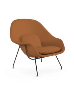 Poltrona Womb Chair Sem Puff Base Preta Sintético Caramelo