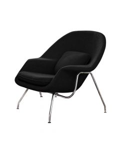 Poltrona Womb Chair Sem Puff Cromada Linho Preto