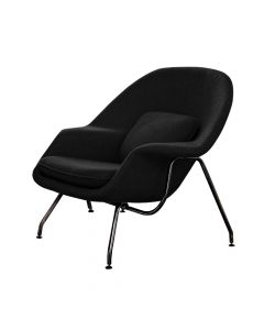 Poltrona Womb Chair Sem Puff Base Preta Linho Preto