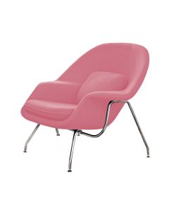 Poltrona Womb Chair Sem Puff Cromada Linho Rosa