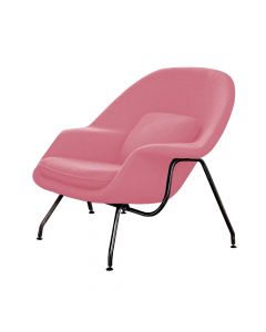 Poltrona Womb Chair Sem Puff Base Preta Linho Rosa