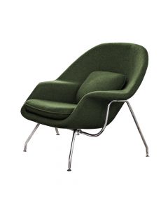 Poltrona Womb Chair Sem Puff Cromada Linho Verde